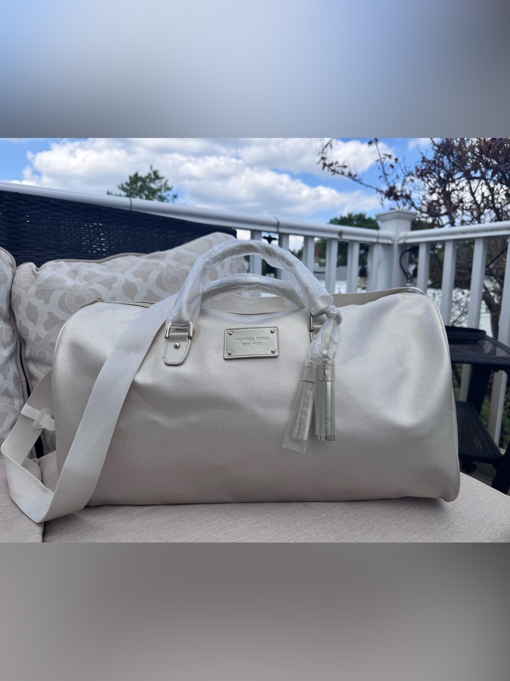 Michael Kors Champagne / Cream Travel Crossbody Bag with Gold Hardware